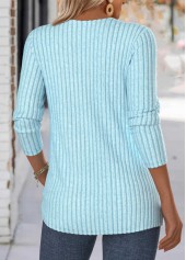 Light Blue tops,Plaid tops,Geometric tops,ROTITA Tummy Coverage Plaid Light Blue Draped Neck T Shirt