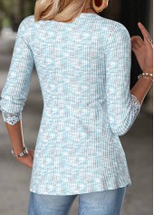 Light Blue tops,Plain Color tops,ROTITA Tummy Coverage Light Blue V Neck T Shirt