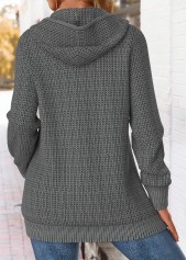 Dark Grey tops,Plain Color tops,ROTITA Tummy Coverage Dark Grey Hooded Long Sleeve Coat