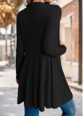 Black plus size,Plain Color plus size,ROTITA Plus Size Black Long Sleeve Knit Cardigan