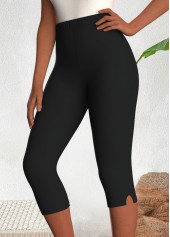 ROTITA Black High Waisted Elastic Waist Capri Leggings