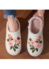 pantoufles blanches à imprimé floral et bout rond