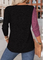 Dark Reddish Purple tops,Plain Color tops,ROTITA Tummy Coverage Dark Reddish Purple Round Neck T Shirt