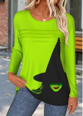 Neon Green tops,Halloween tops,ROTITA Halloween Tummy Coverage Neon Green Round Neck T Shirt
