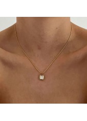 Golden jewelry,Geometric jewelry,Square Geometric Design Golden Pendant Necklace