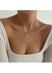 Golden jewelry,Geometric jewelry,Square Geometric Design Golden Pendant Necklace