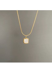 Golden jewelry,Geometric jewelry,Square Geometric Design Golden Pendant Necklace
