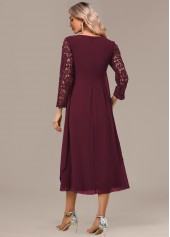 Wine Red dresses,Plain Color dresses,Party dresses,Elegant dresses,ROTITA Wine Red A Line Round Neck 3/4 Sleeve Dress