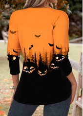 Orange tops,Halloween tops,ROTITA Halloween Tummy Coverage Orange Split Neck T Shirt