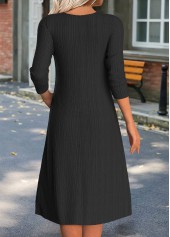 Black dresses,Plaid dresses,Geometric dresses,Everyday dresses,Casual dresses,ROTITA Fake 2in1 Plaid Black High Low Round Neck Dress