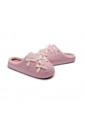 Pink shoes,Plain Color shoes,Pink Closed Tweed Toe Falt Slippers