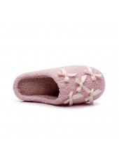 Pink shoes,Plain Color shoes,Pink Closed Tweed Toe Falt Slippers