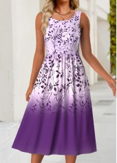 Purple dresses,Floral dresses,Plants dresses,Everyday dresses,Casual dresses,ROTITA Tummy Coverage Floral Print Purple Dress and Cardigan