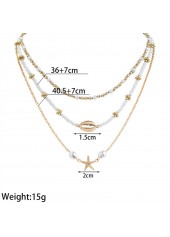 Golden jewelry,Animal Print jewelry,Shell Golden Starfish Alloy Beaded Necklace