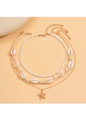 Beige jewelry,Beige Color Shell Alloy Detail Necklace