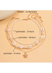 Beige jewelry,Beige Color Shell Alloy Detail Necklace