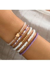 Heart Light Purple Seed Beads Bracelets