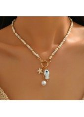 Halskette mit runden Glasdetails in Beige