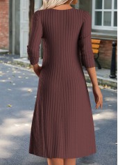 Deep Red dresses,Plaid dresses,Geometric dresses,Everyday dresses,Casual dresses,ROTITA Tummy Coverage Plaid Deep Red Short Round Neck Dress