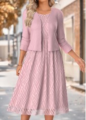 Rotita-Kleid mit Bauchbedeckung rosa Rundhalskleid und Strickjacke
