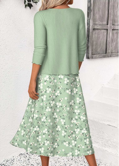 Sage Green dresses,Ditsy Floral dresses,Everyday dresses,Casual dresses,ROTITA Ditsy Floral Print Sage Green Dress and Cardigan