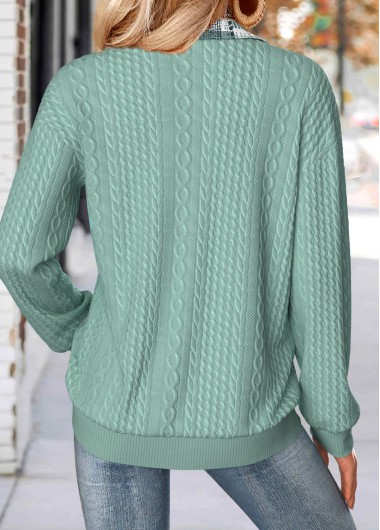 Sage Green tops,Geometric tops,ROTITA Tummy Coverage Geometric Print Sage Green Long Sleeve Sweatshirt