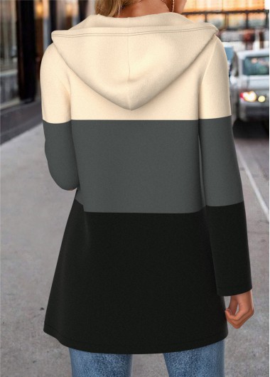 Multi Color tops,Plain Color tops,ROTITA Tummy Coverage Multi Color Hooded Long Sleeve Coat
