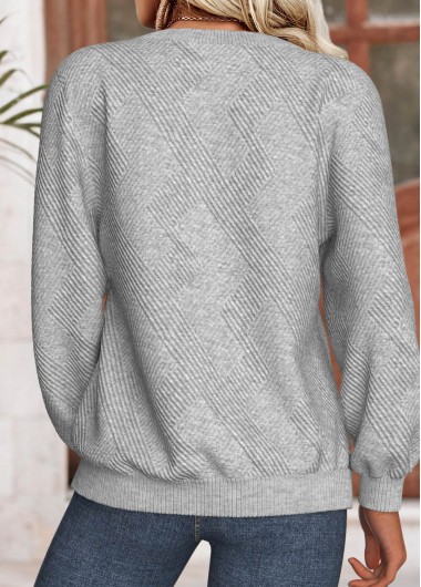 Light Grey Marl tops,Leopard tops,Animal Print tops,ROTITA Tummy Coverage Leopard Light Grey Marl Round Neck Sweatshirt