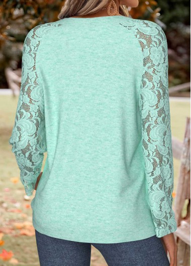 Mint Green tops,Plain Color tops,ROTITA Tummy Coverage Mint Green Round Neck T Shirt