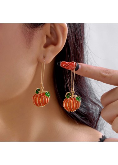 Orange jewelry,Plants jewelry,Halloween Pumpkin Orange Plants Alloy Earrings