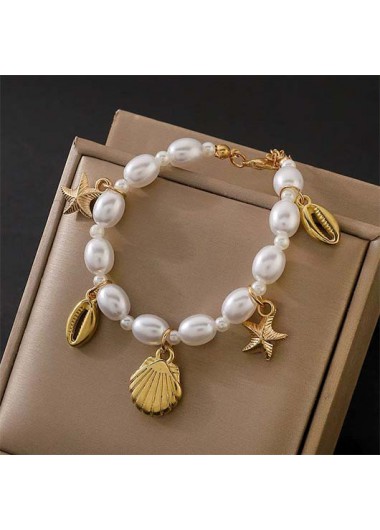 Golden jewelry,Golden Color Shell Alloy Detail Bracelet