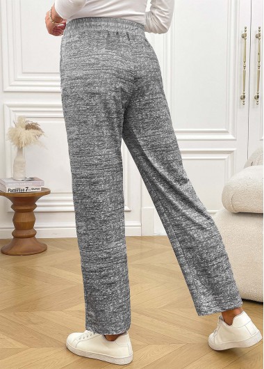 Grey bottoms,Animal Print bottoms,Animal Print Grey Straight Leg Elastic Waist Pants