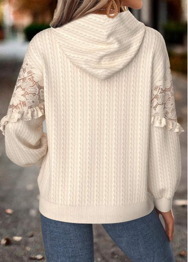 Beige tops,Plain Color tops,ROTITA Tummy Coverage Beige Long Sleeve Hoodie