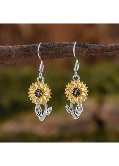 Silver jewelry,Other jewelry,Silver Color Alloy Detail Sunflower Earrings
