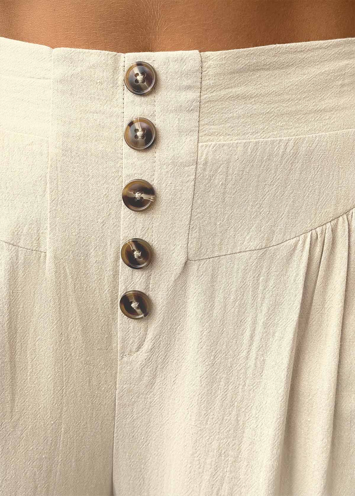 Light Camel bottoms,Plain Color bottoms,Light Camel Straight Leg Elastic Waist High Waisted Pants