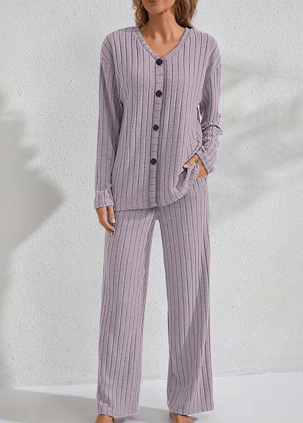 Dusty Purple loungewear,Plain Color loungewear,Dusty Purple V Neck Lounge Top and Pants