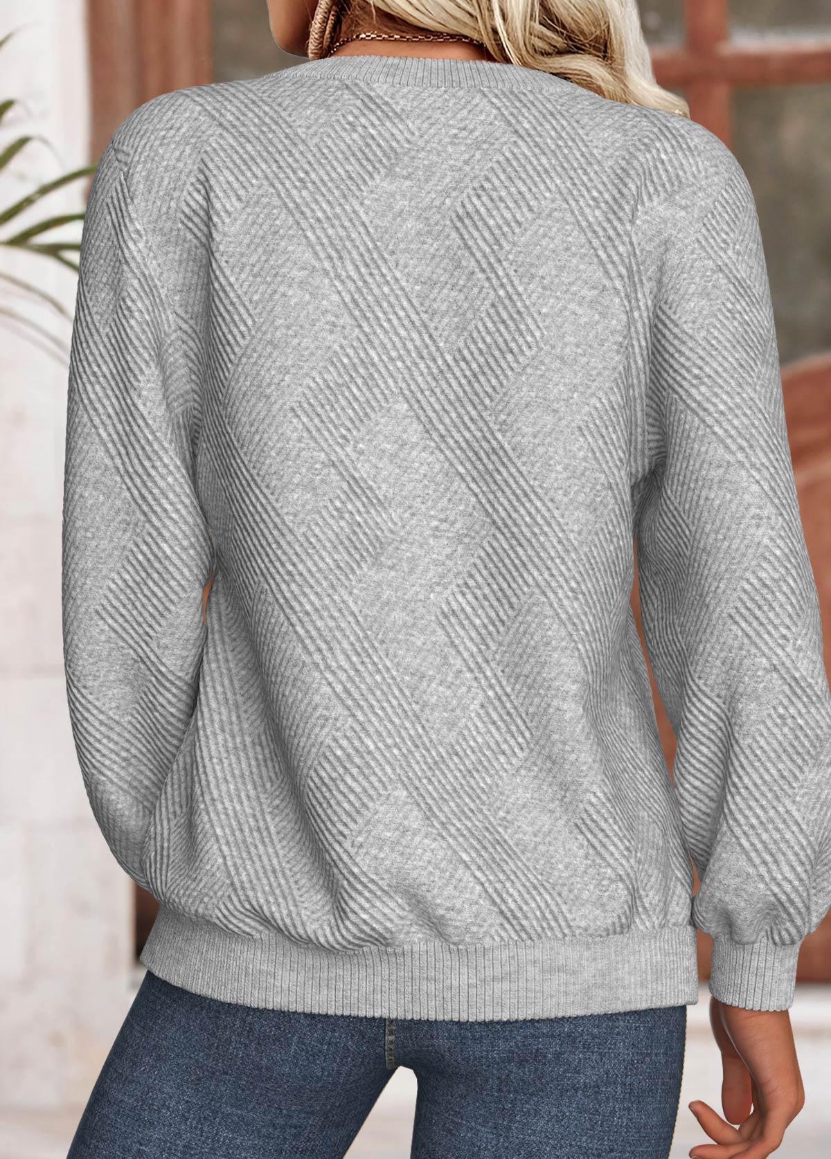 Light Grey Marl tops,Leopard tops,Animal Print tops,ROTITA Tummy Coverage Leopard Light Grey Marl Round Neck Sweatshirt