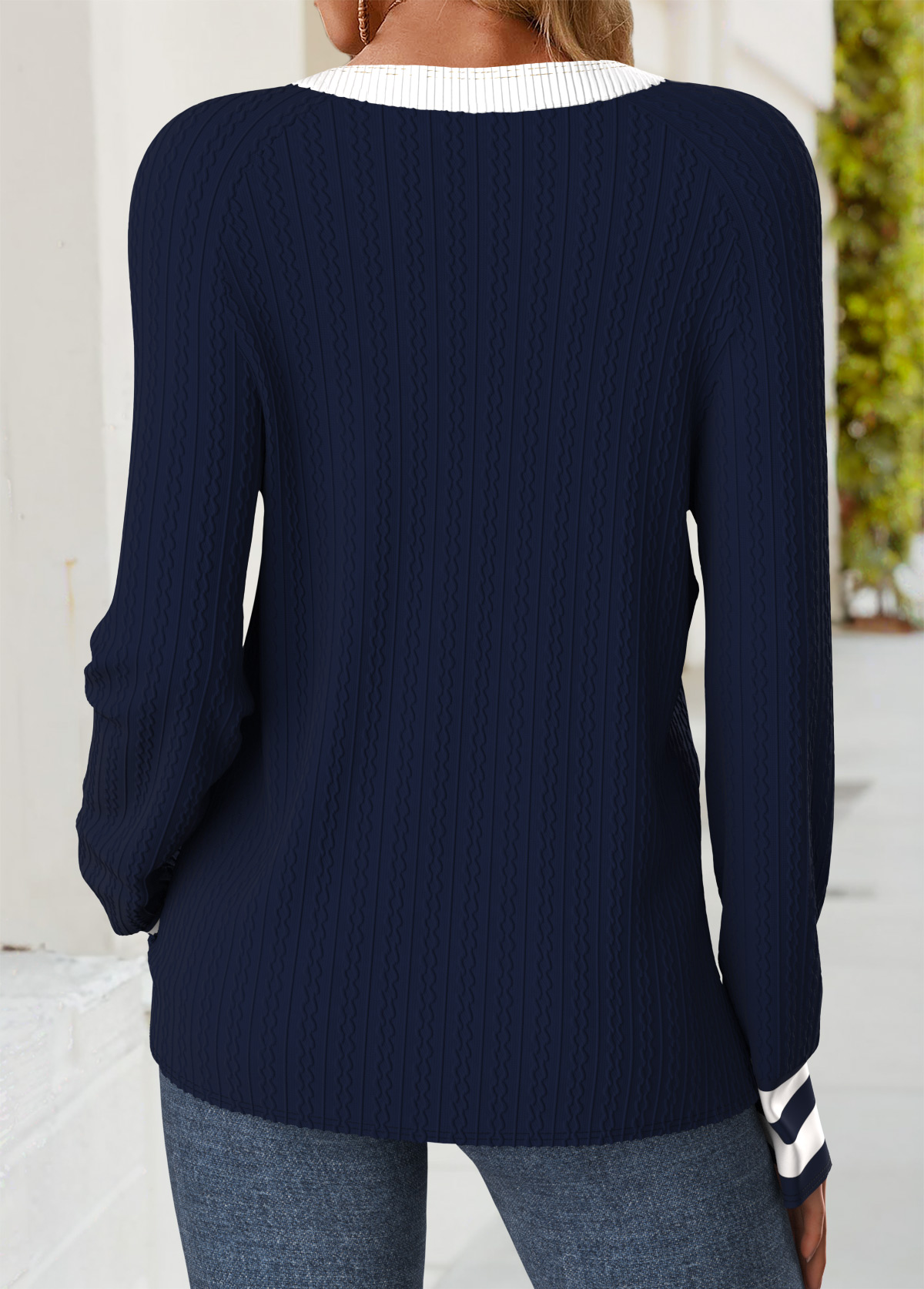 Navy tops,Striped tops,Geometric tops,ROTITA Tummy Coverage Striped Navy Round Neck T Shirt