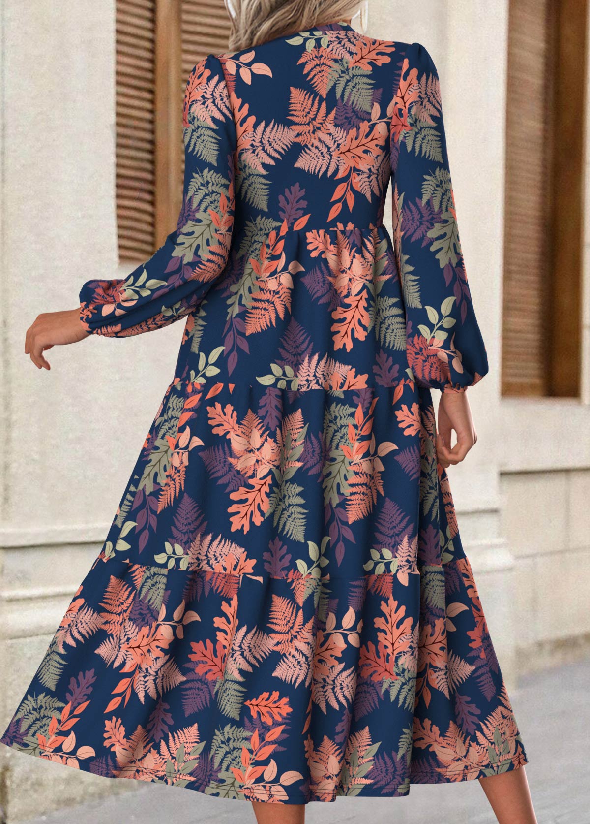 Multi Color dresses,Floral dresses,Plants dresses,Everyday dresses,Casual dresses,ROTITA Tummy Coverage Floral Print Multi Color Split Neck Dress