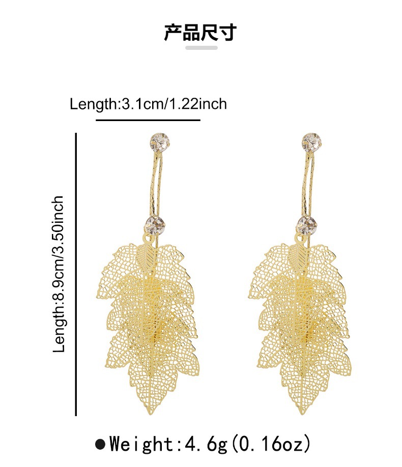 Golden jewelry,Leaf Layered Hollow Golden Iron Earrings