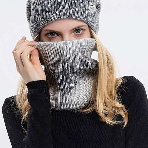 Dark Grey Marl accessories,Ombre accessories,Ombre Dark Grey Marl Hat and Circle Scarf Beanie