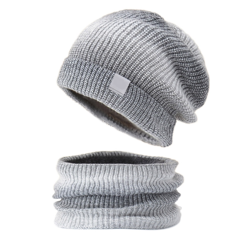 Dark Grey Marl accessories,Ombre accessories,Ombre Dark Grey Marl Hat and Circle Scarf Beanie
