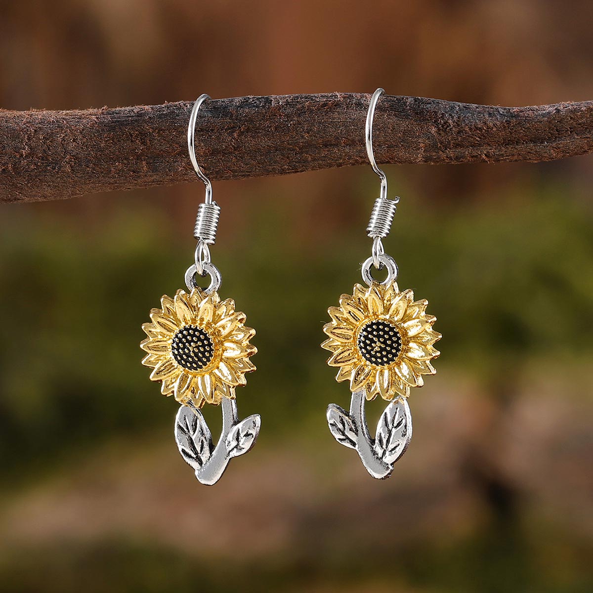 Silver jewelry,Other jewelry,Silver Color Alloy Detail Sunflower Earrings