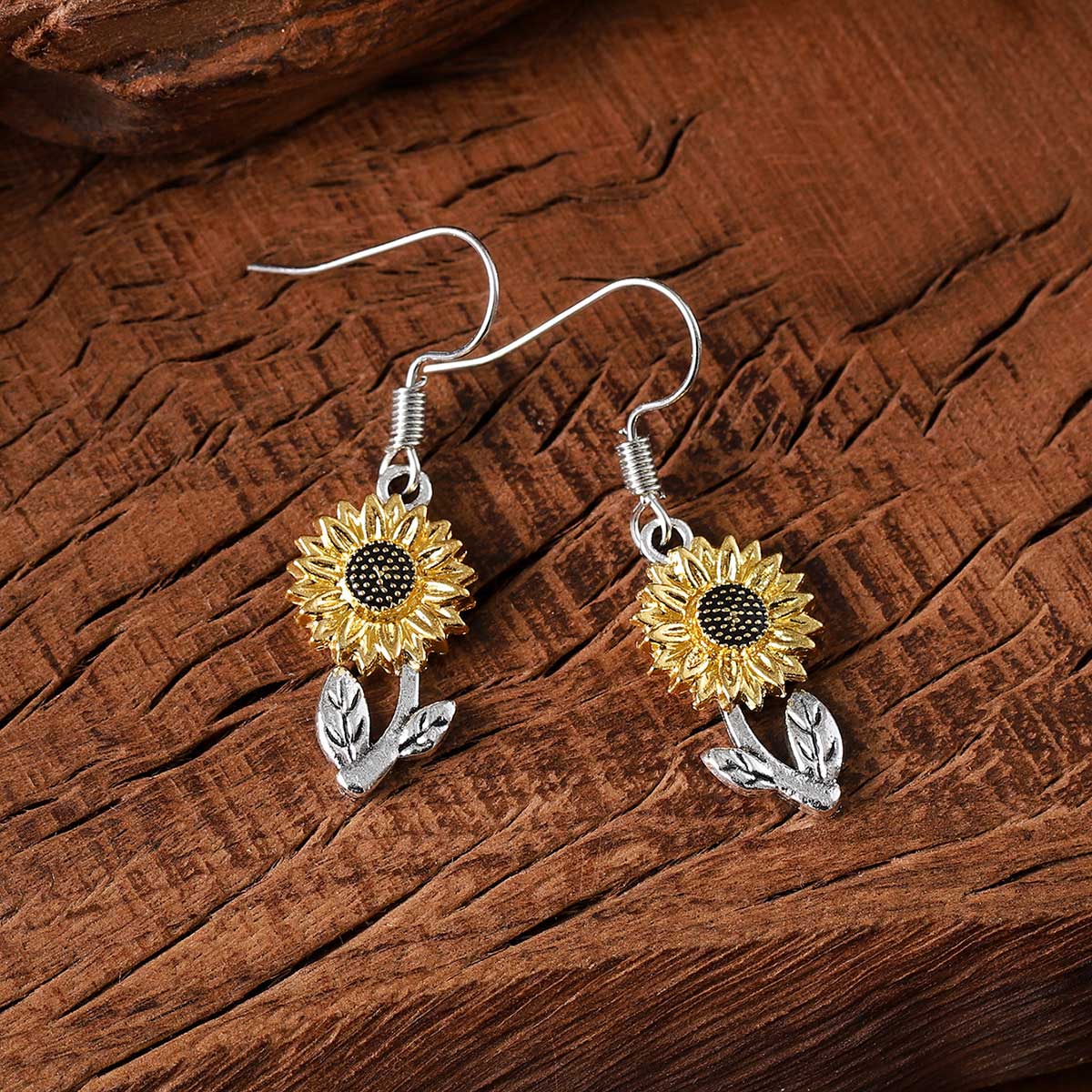 Silver jewelry,Other jewelry,Silver Color Alloy Detail Sunflower Earrings