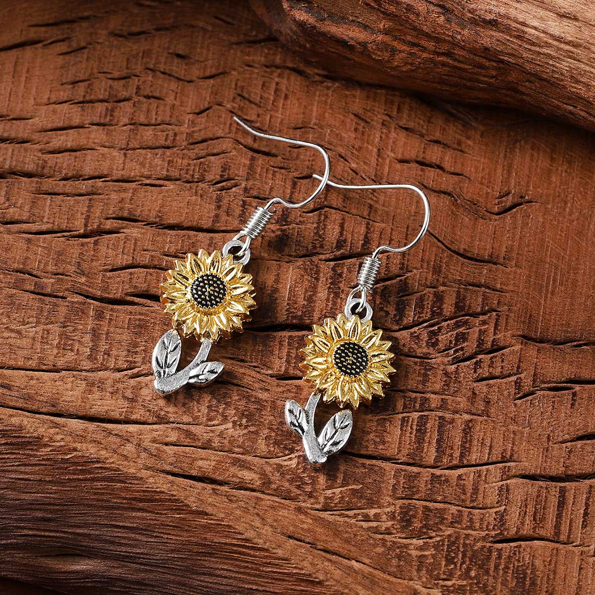 Silver jewelry,Other jewelry,Silver Color Alloy Detail Sunflower Earrings