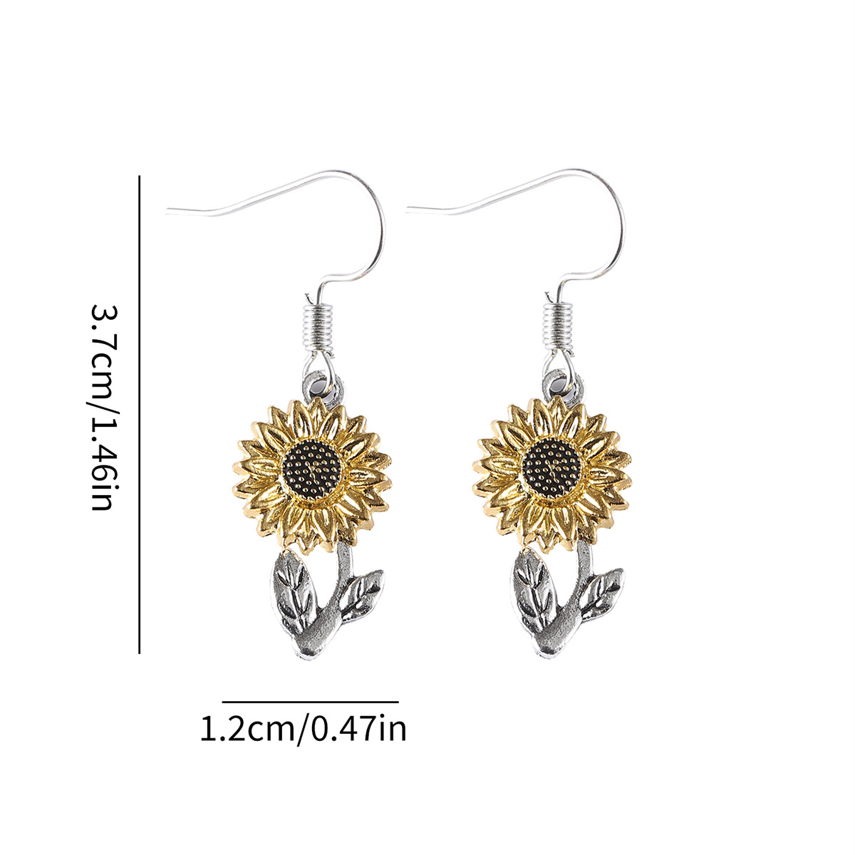 Silver jewelry,Other jewelry,Silver Color Alloy Detail Sunflower Earrings