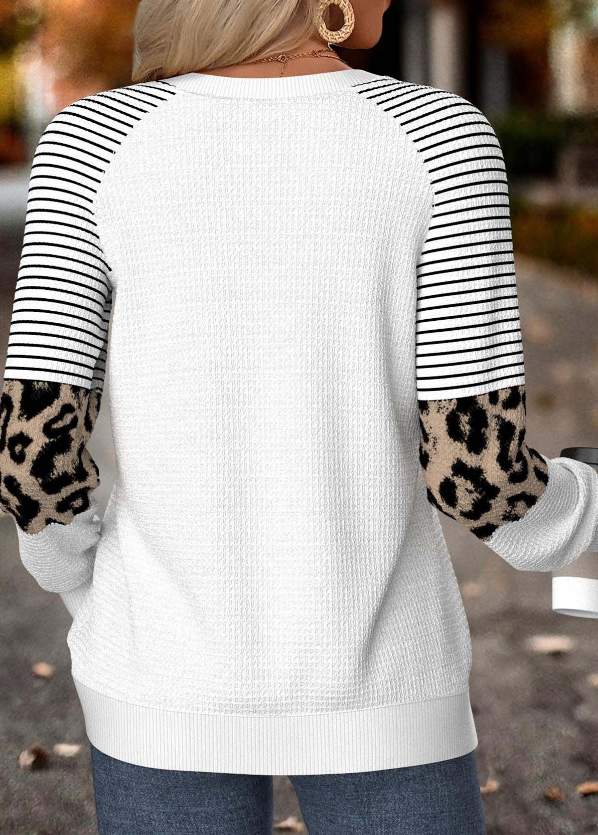 White tops,Christmas tops,ROTITA Tummy Coverage Snowman Print White Round Neck Sweatshirt