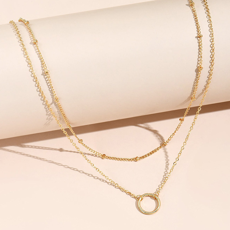 Golden jewelry,Golden Color Round Copper Detail Necklace