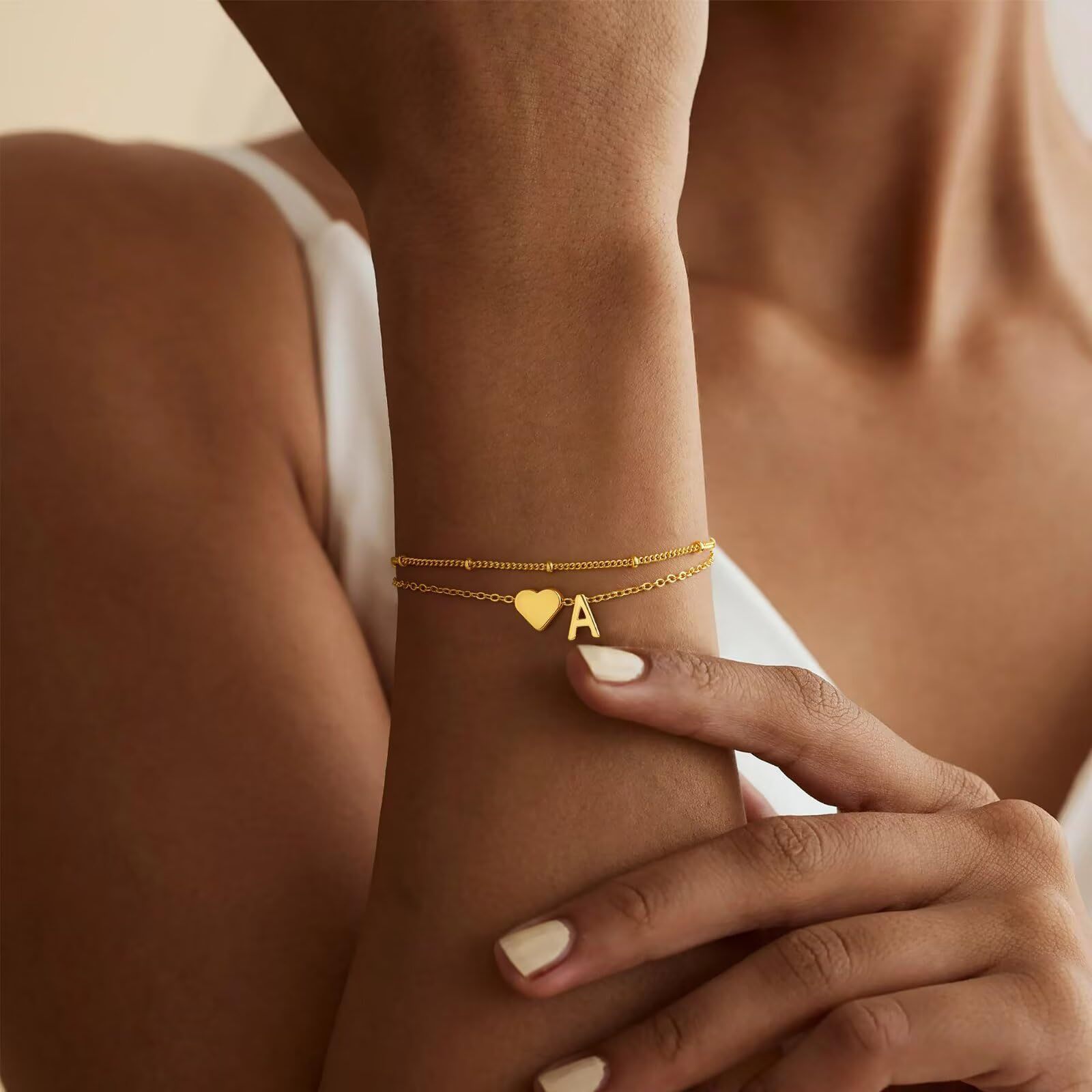 Golden jewelry,Heart Golden Color Stainless Steel Bracelet