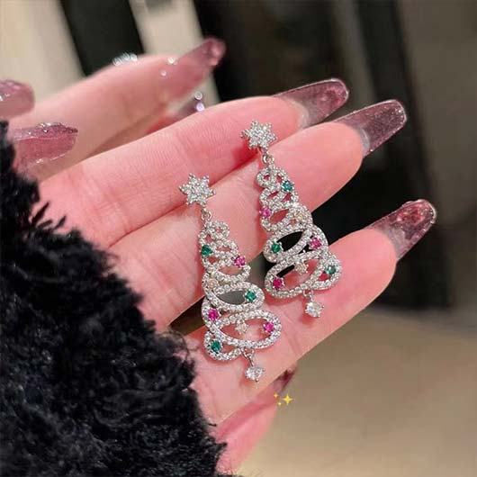 Silver jewelry,Christmas Silver Color Alloy Detail Earrings